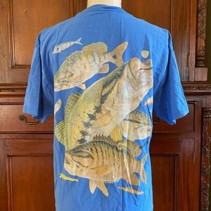 Blue guy Harvey fishing shirt
